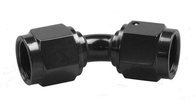 -06 female to female AN/JIC flare swivel coupling -45 deg - blac